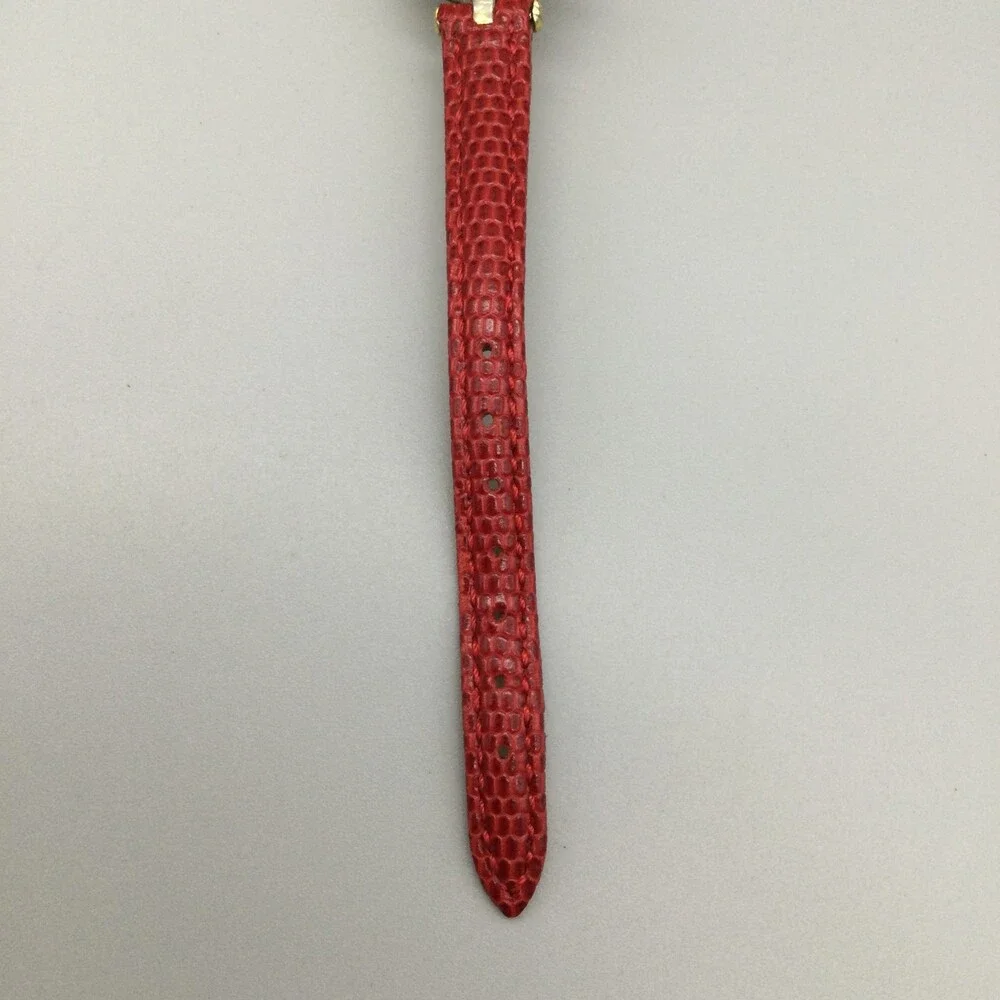 Anne Klein Watch Women 21mm Gold Tone Red Leather Band New Battery